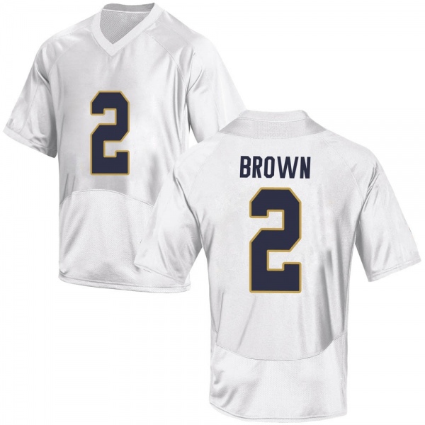 DJ Brown Notre Dame Fighting Irish NCAA Men's #2 White Game College Stitched Football Jersey UXY0255TW